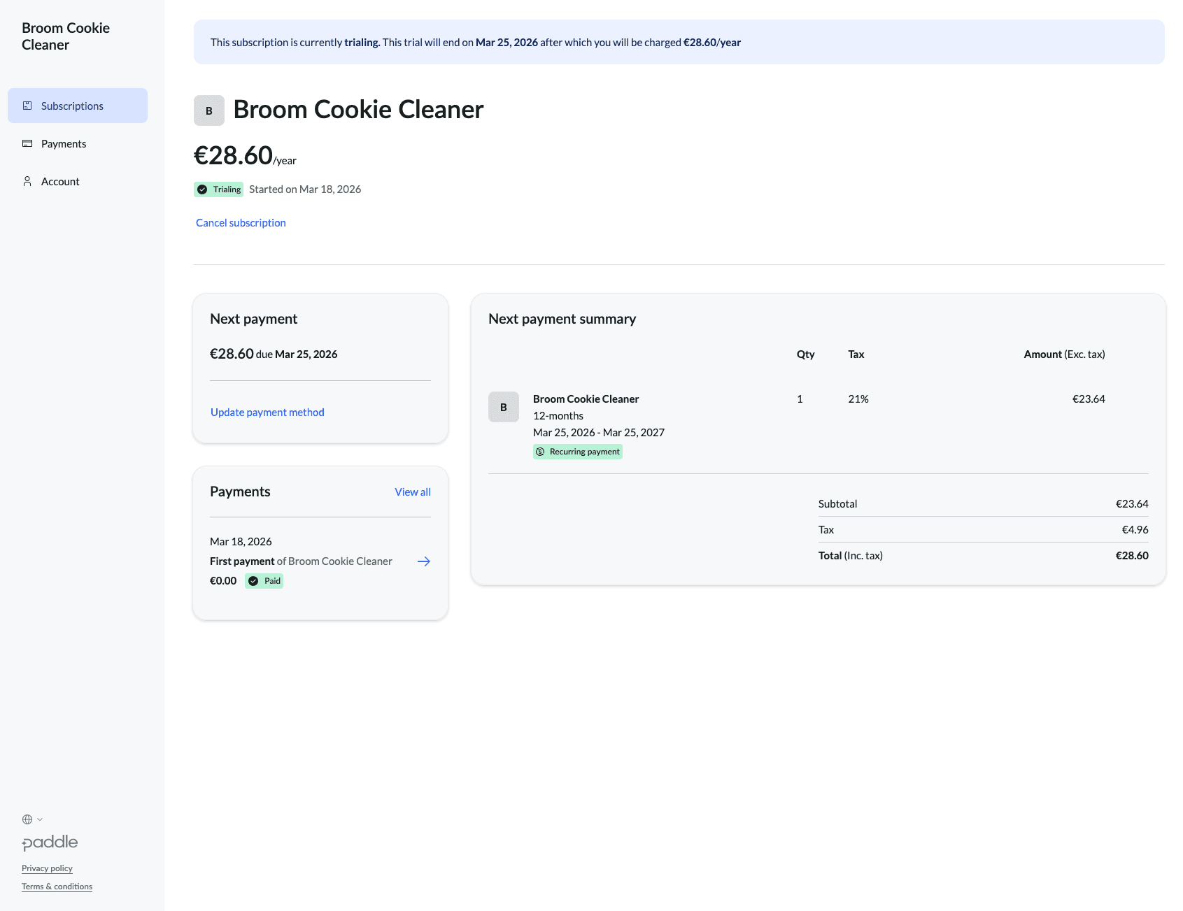 Subscription Information
