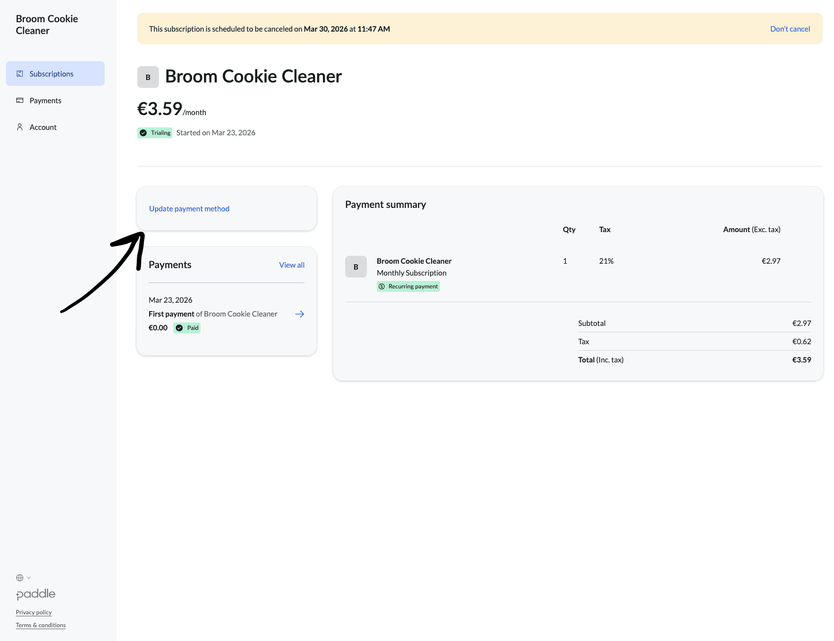 Update Payment Method